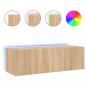 Preview: TV-Wandschrank mit LED-Leuchten Sonoma-Eiche 100x35x31 cm