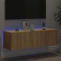 Preview: TV-Wandschrank mit LED-Leuchten Sonoma-Eiche 100x35x31 cm