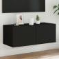 Preview: ARDEBO.de - TV-Wandschrank mit LED-Leuchten Schwarz 80x35x31 cm