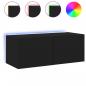 Preview: TV-Wandschrank mit LED-Leuchten Schwarz 80x35x31 cm