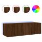 Preview: TV-Wandschrank mit LED-Leuchten Braun Eichen-Optik 100x35x31 cm