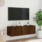 Preview: TV-Wandschrank mit LED-Leuchten Braun Eichen-Optik 100x35x31 cm