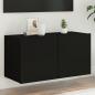 Preview: ARDEBO.de - TV-Wandschrank mit LED-Leuchten Schwarz 80x35x41 cm