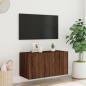 Preview: TV-Wandschrank mit LED-Leuchten Braun Eichen-Optik 80x35x41 cm