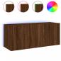 Preview: TV-Wandschrank mit LED-Leuchten Braun Eichen-Optik 100x35x41 cm