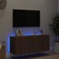 Preview: TV-Wandschrank mit LED-Leuchten Braun Eichen-Optik 100x35x41 cm