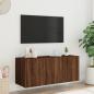 Preview: TV-Wandschrank mit LED-Leuchten Braun Eichen-Optik 100x35x41 cm