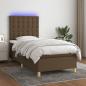 Preview: ARDEBO.de - Boxspringbett mit Matratze & LED Dunkelbraun 80x200 cm Stoff