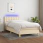 Preview: ARDEBO.de - Boxspringbett mit Matratze & LED Creme 80x200 cm Stoff