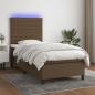 Preview: ARDEBO.de - Boxspringbett mit Matratze & LED Dunkelbraun 80x200 cm Stoff