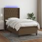 Preview: ARDEBO.de - Boxspringbett mit Matratze & LED Dunkelbraun 80x200 cm Stoff