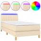 Preview: Boxspringbett mit Matratze & LED Creme 80x200 cm Stoff