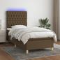 Preview: ARDEBO.de - Boxspringbett mit Matratze & LED Dunkelbraun 80x200 cm Stoff