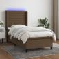 Preview: ARDEBO.de - Boxspringbett mit Matratze & LED Dunkelbraun 80x200 cm Stoff