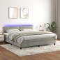 Preview: ARDEBO.de - Boxspringbett mit Matratze & LED Hellgrau 160x200 cm Samt