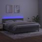 Preview: Boxspringbett mit Matratze & LED Hellgrau 160x200 cm Samt