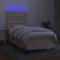 Preview: Boxspringbett mit Matratze & LED Creme 80x200 cm Stoff