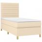 Preview: Boxspringbett mit Matratze & LED Creme 80x200 cm Stoff