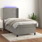 Preview: ARDEBO.de - Boxspringbett mit Matratze & LED Hellgrau 80x200 cm Samt