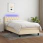 Preview: ARDEBO.de - Boxspringbett mit Matratze & LED Creme 80x200 cm Stoff