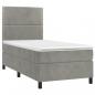 Preview: Boxspringbett mit Matratze & LED Hellgrau 80x200 cm Samt