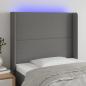 Preview: ARDEBO.de - LED Kopfteil Dunkelgrau 83x16x118/128 cm Stoff