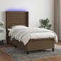 Preview: ARDEBO.de - Boxspringbett mit Matratze & LED Dunkelbraun 100x200 cm Stoff