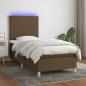 Preview: ARDEBO.de - Boxspringbett mit Matratze & LED Dunkelbraun 100x200 cm Stoff