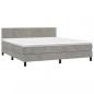 Preview: Boxspringbett mit Matratze Hellgrau 160x200 cm Samt