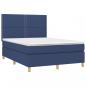 Preview: Boxspringbett mit Matratze Blau 140x190 cm Stoff