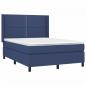 Preview: Boxspringbett mit Matratze Blau 140x200 cm Stoff