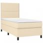 Preview: Boxspringbett mit Matratze & LED Creme 90x200 cm Stoff