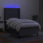 Preview: Boxspringbett mit Matratze & LED Dunkelgrau 80x200 cm Stoff