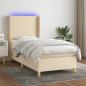 Preview: ARDEBO.de - Boxspringbett mit Matratze & LED Creme 90x200 cm Stoff