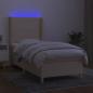 Preview: Boxspringbett mit Matratze & LED Creme 90x200 cm Stoff