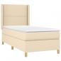 Preview: Boxspringbett mit Matratze & LED Creme 90x200 cm Stoff