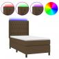 Preview: Boxspringbett mit Matratze & LED Dunkelbraun 100x200 cm Stoff