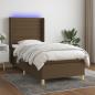 Preview: ARDEBO.de - Boxspringbett mit Matratze & LED Dunkelbraun 100x200 cm Stoff