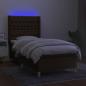 Preview: Boxspringbett mit Matratze & LED Dunkelbraun 100x200 cm Stoff