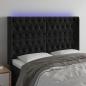 Preview: ARDEBO.de - LED Kopfteil Schwarz 147x16x118/128 cm Samt