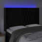 Preview: LED Kopfteil Schwarz 147x16x118/128 cm Samt