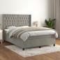 Preview: ARDEBO.de - Boxspringbett mit Matratze Hellgrau 140x200 cm Samt