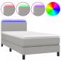 Preview: Boxspringbett mit Matratze & LED Hellgrau 80x200 cm Stoff