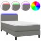 Preview: Boxspringbett mit Matratze & LED Dunkelgrau 80x200 cm Stoff