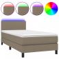 Preview: Boxspringbett mit Matratze & LED Taupe 80x200 cm Stoff