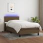 Preview: ARDEBO.de - Boxspringbett mit Matratze & LED Dunkelbraun 90x190 cm Stoff