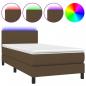 Preview: Boxspringbett mit Matratze & LED Dunkelbraun 90x190 cm Stoff