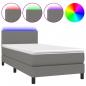 Preview: Boxspringbett mit Matratze & LED Dunkelgrau 90x200 cm Stoff