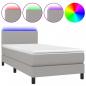 Preview: Boxspringbett mit Matratze & LED Hellgrau 100x200 cm Stoff