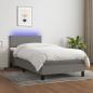 Preview: ARDEBO.de - Boxspringbett mit Matratze & LED Dunkelgrau 100x200 cm Stoff